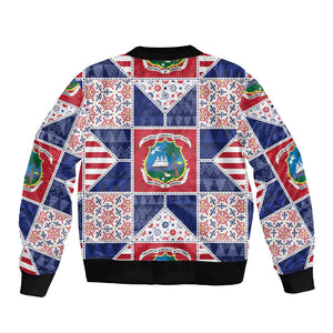 Liberia Christmas Sleeve Zip Bomber Jacket Patchwork Style
