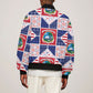 Liberia Christmas Sleeve Zip Bomber Jacket Patchwork Style