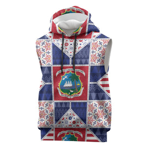 Liberia Christmas Sleeveless Hoodie Patchwork Style