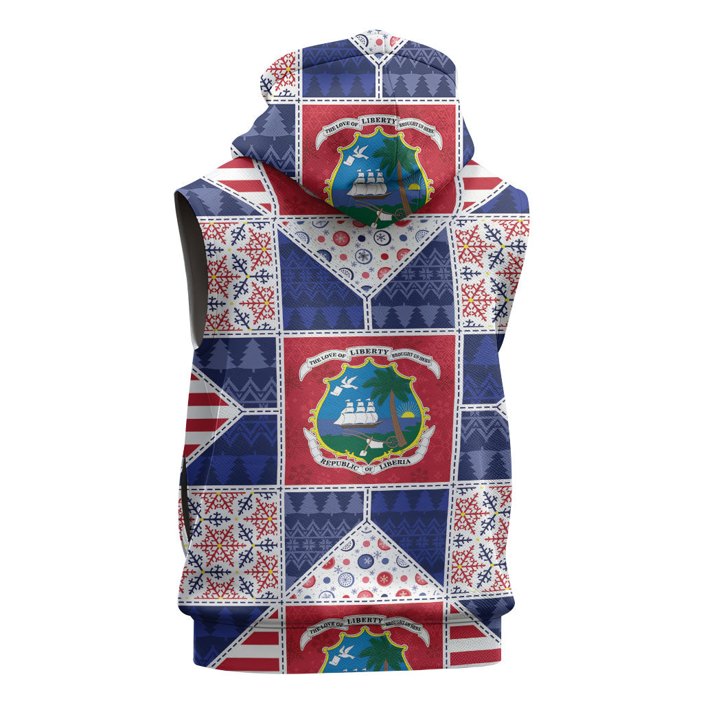 Liberia Christmas Sleeveless Hoodie Patchwork Style