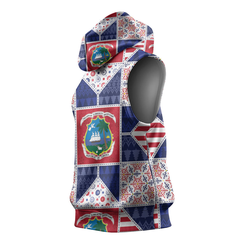 Liberia Christmas Sleeveless Hoodie Patchwork Style