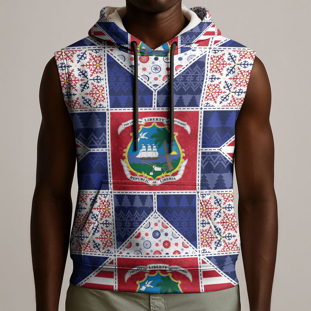 Liberia Christmas Sleeveless Hoodie Patchwork Style
