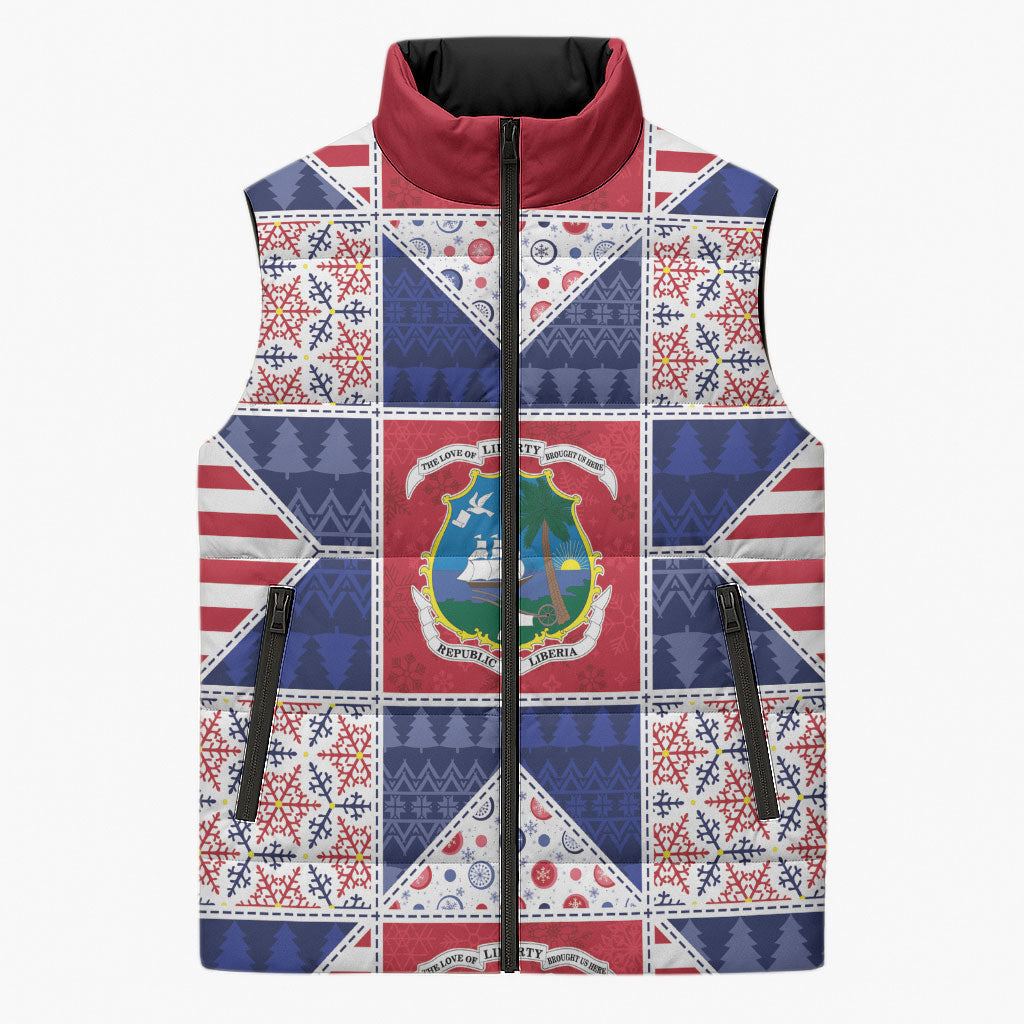 Liberia Christmas Sleeveless Puffer Jacket Patchwork Style