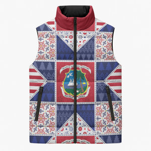 Liberia Christmas Sleeveless Puffer Jacket Patchwork Style