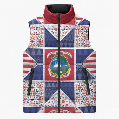 Liberia Christmas Sleeveless Puffer Jacket Patchwork Style