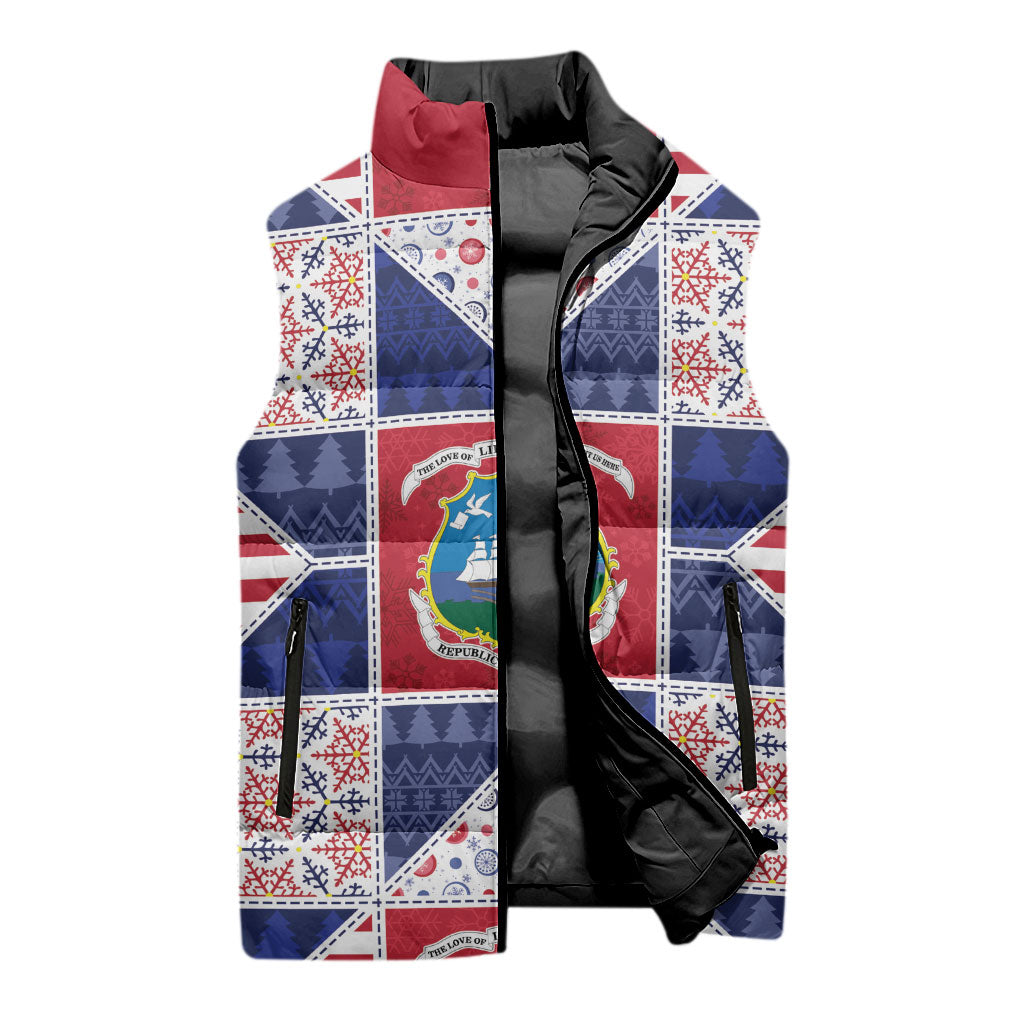 Liberia Christmas Sleeveless Puffer Jacket Patchwork Style