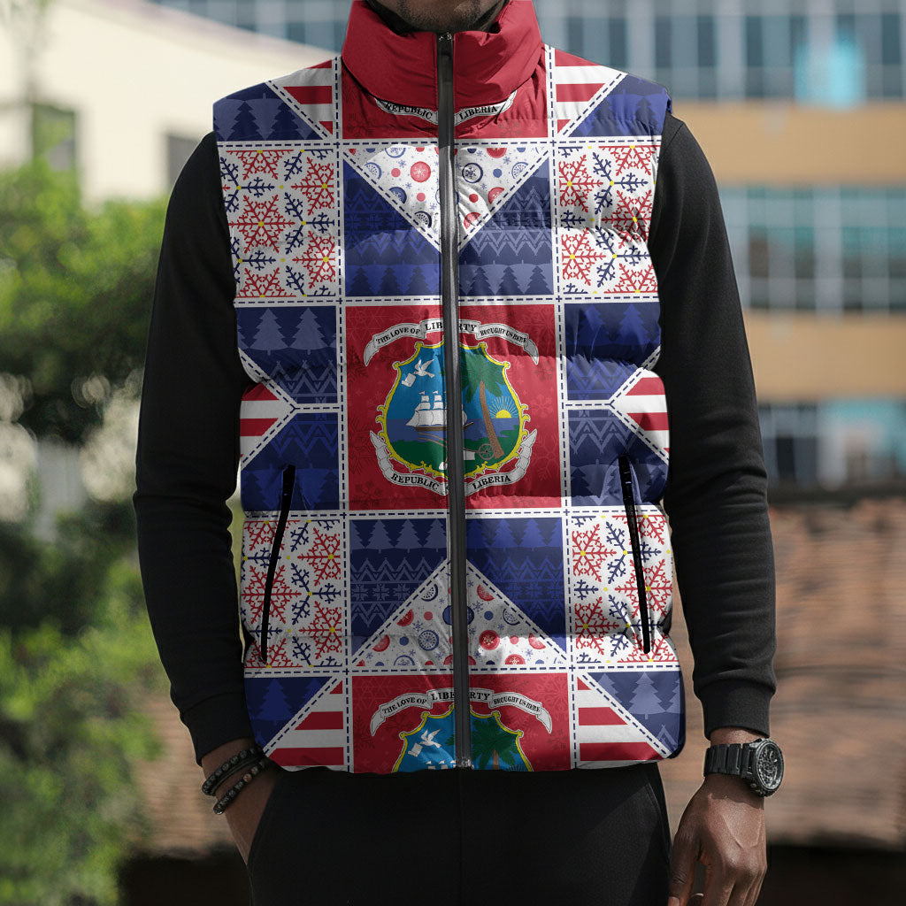 Liberia Christmas Sleeveless Puffer Jacket Patchwork Style