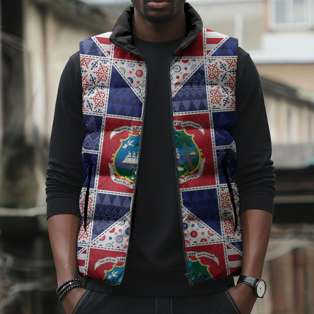 Liberia Christmas Sleeveless Puffer Jacket Patchwork Style