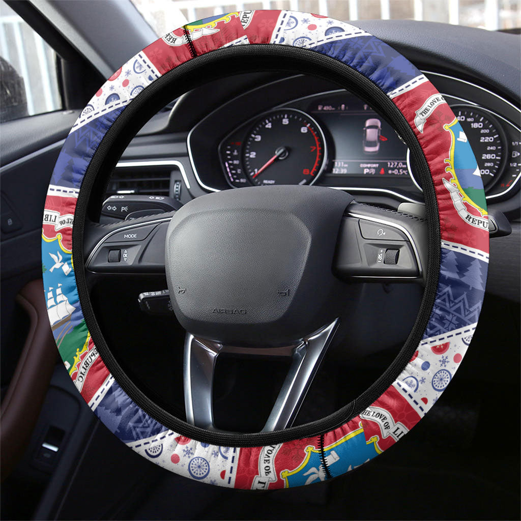 Liberia Christmas Steering Wheel Cover Patchwork Style