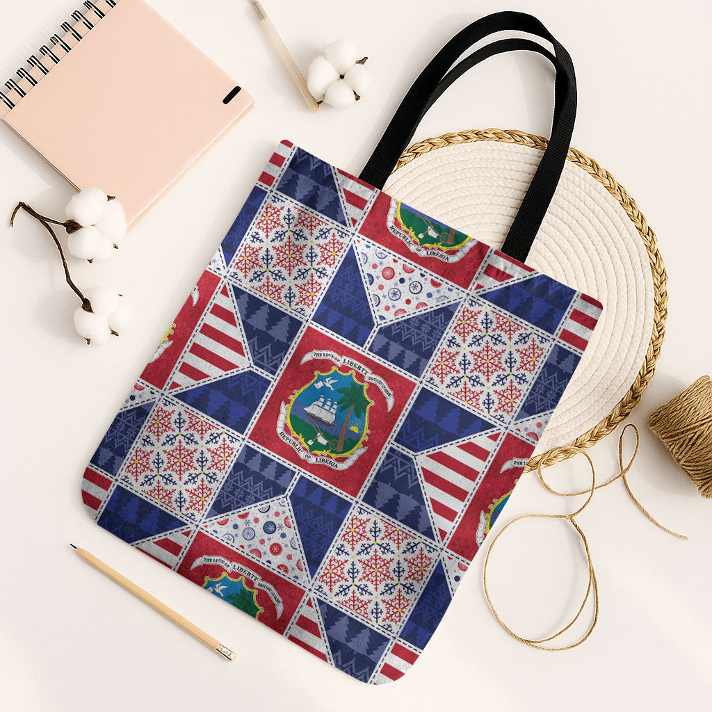 Liberia Christmas Tote Bag Patchwork Style