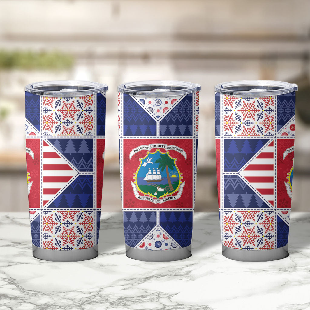 Liberia Christmas Tumbler Cup Patchwork Style