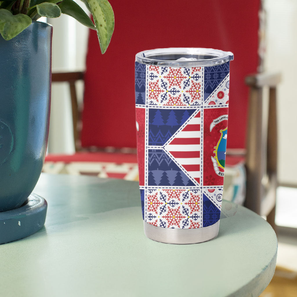 Liberia Christmas Tumbler Cup Patchwork Style