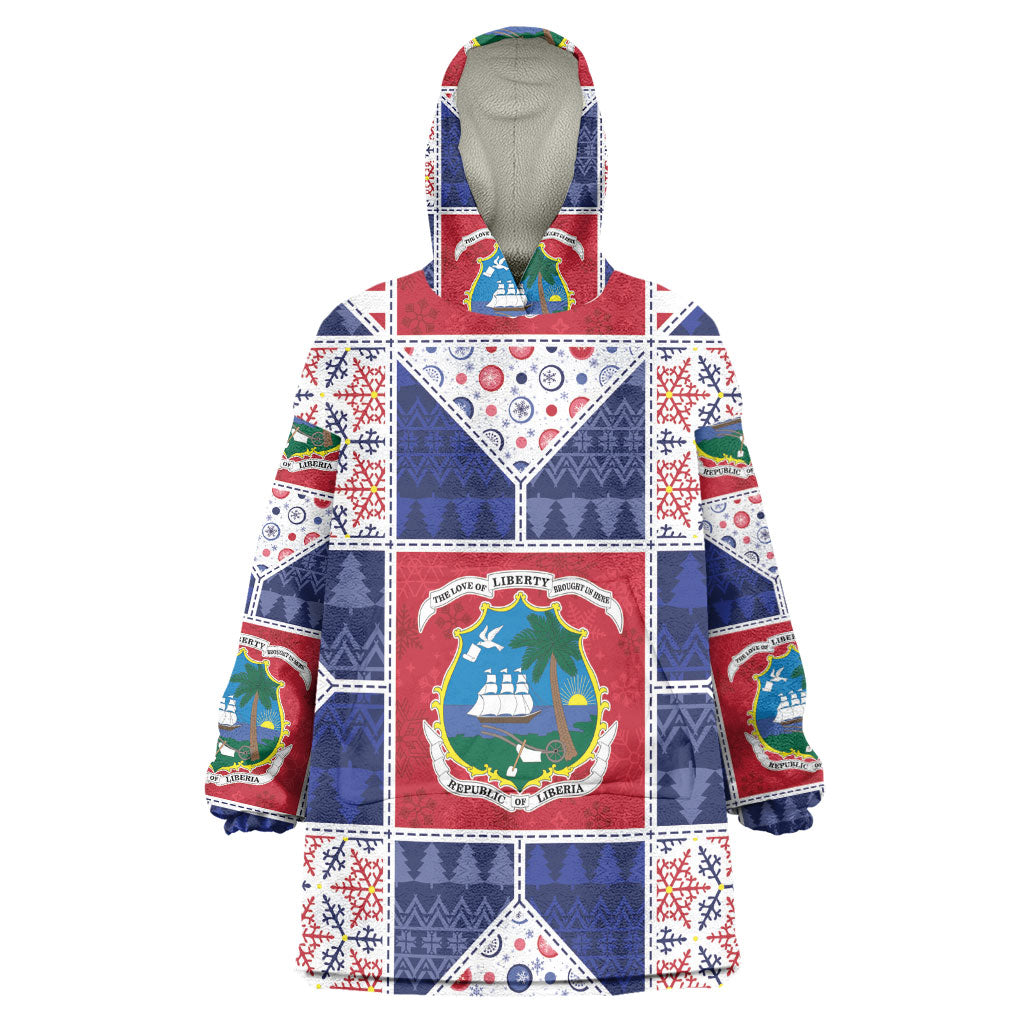 Liberia Christmas Wearable Blanket Hoodie Patchwork Style