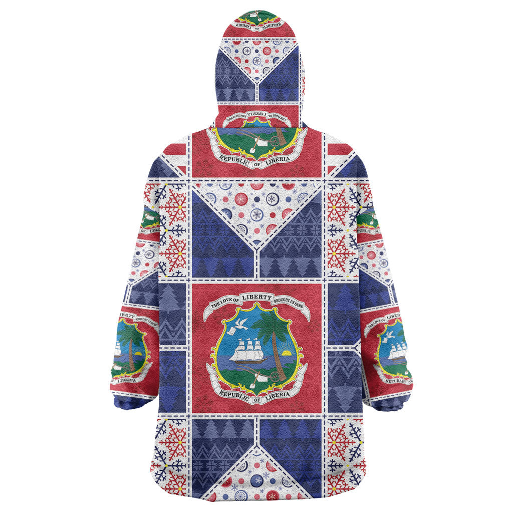 Liberia Christmas Wearable Blanket Hoodie Patchwork Style