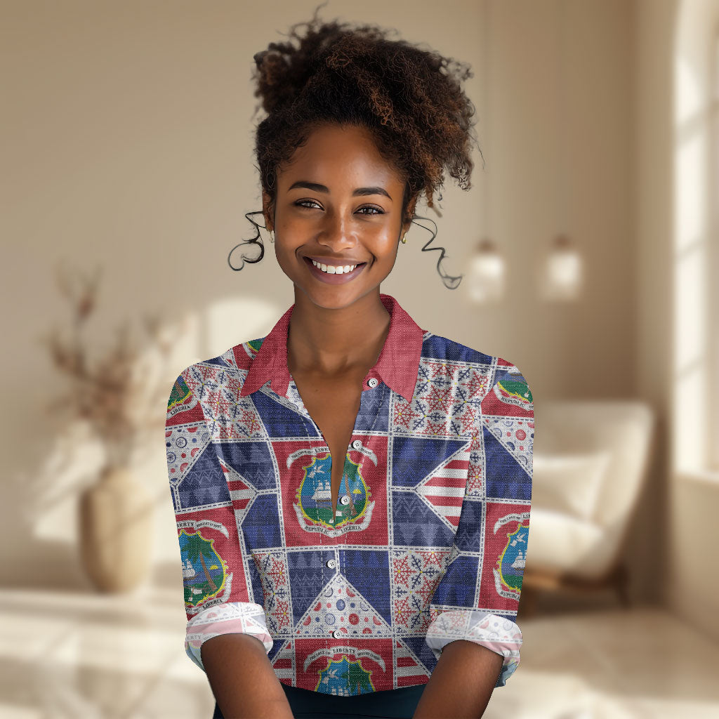 Liberia Christmas Women Casual Shirt Patchwork Style