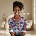 Liberia Christmas Women Casual Shirt Patchwork Style
