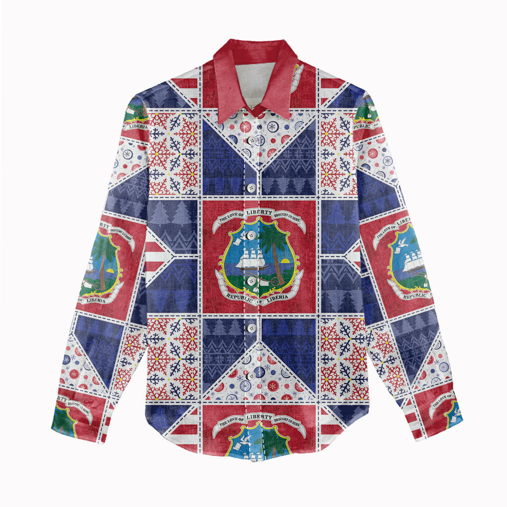 Liberia Christmas Women Casual Shirt Patchwork Style