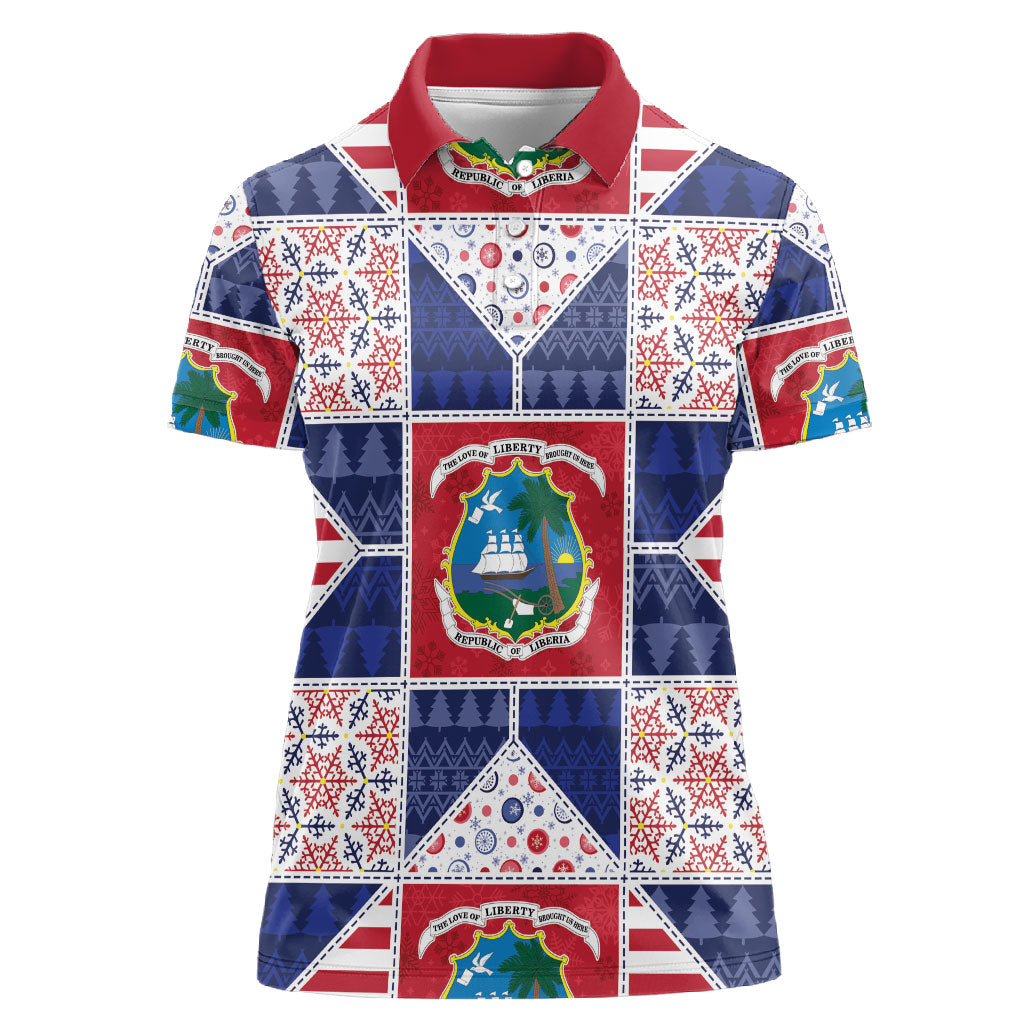 Liberia Christmas Women Polo Shirt Patchwork Style