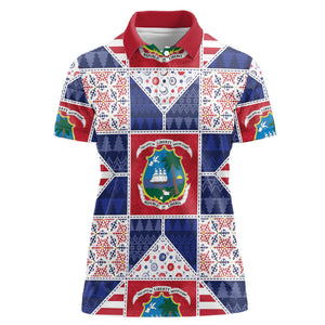 Liberia Christmas Women Polo Shirt Patchwork Style