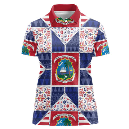 Liberia Christmas Women Polo Shirt Patchwork Style