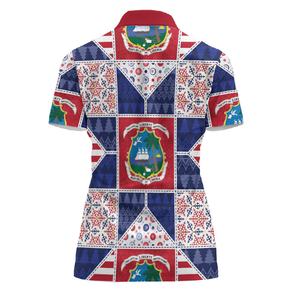 Liberia Christmas Women Polo Shirt Patchwork Style