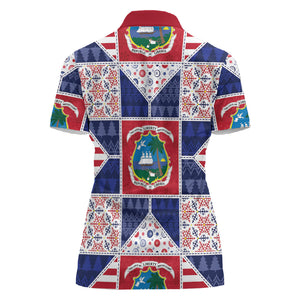 Liberia Christmas Women Polo Shirt Patchwork Style