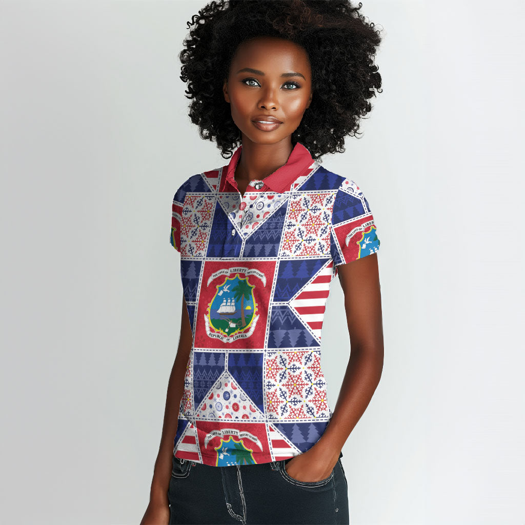 Liberia Christmas Women Polo Shirt Patchwork Style