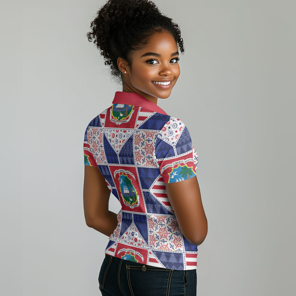 Liberia Christmas Women Polo Shirt Patchwork Style