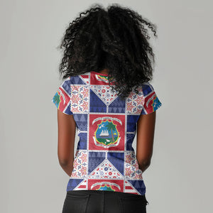 Liberia Christmas Women V-Neck T-Shirt Patchwork Style