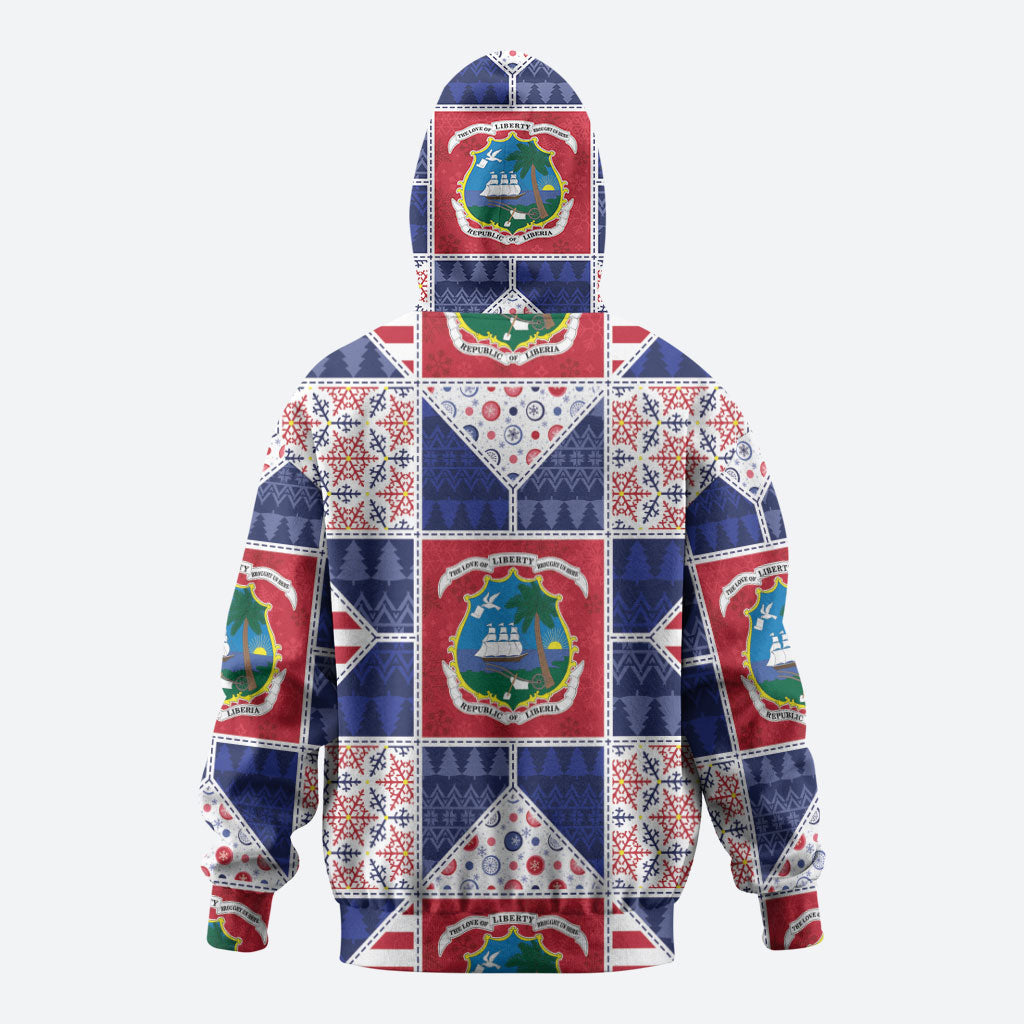Liberia Christmas Zip Hoodie Patchwork Style