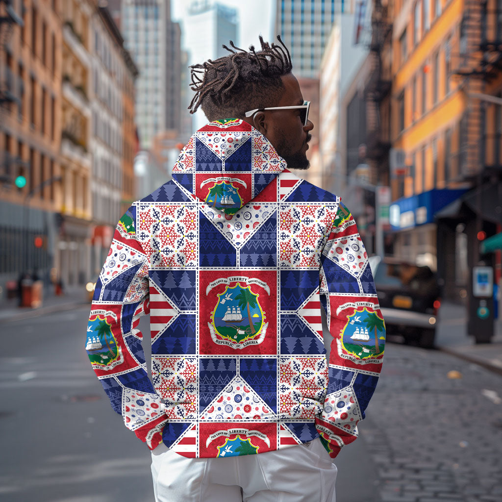 Liberia Christmas Zip Hoodie Patchwork Style