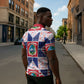 Liberia Christmas Zipper Polo Shirt Patchwork Style