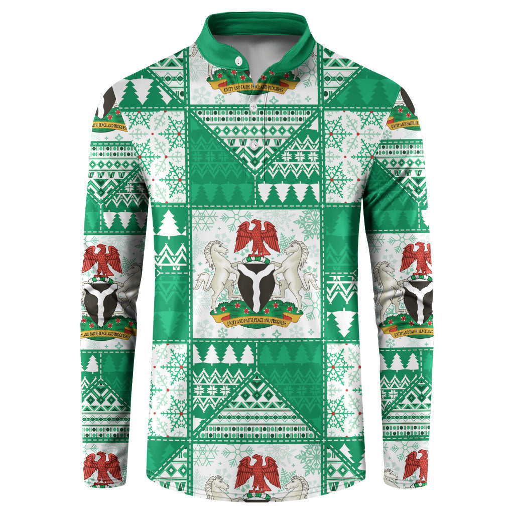 Nigeria Christmas Button Sweatshirt Patchwork Style