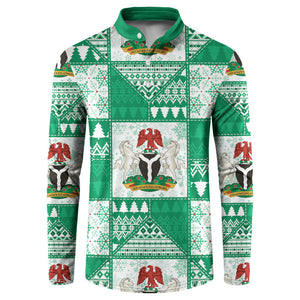 Nigeria Christmas Button Sweatshirt Patchwork Style