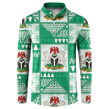 Nigeria Christmas Button Sweatshirt Patchwork Style