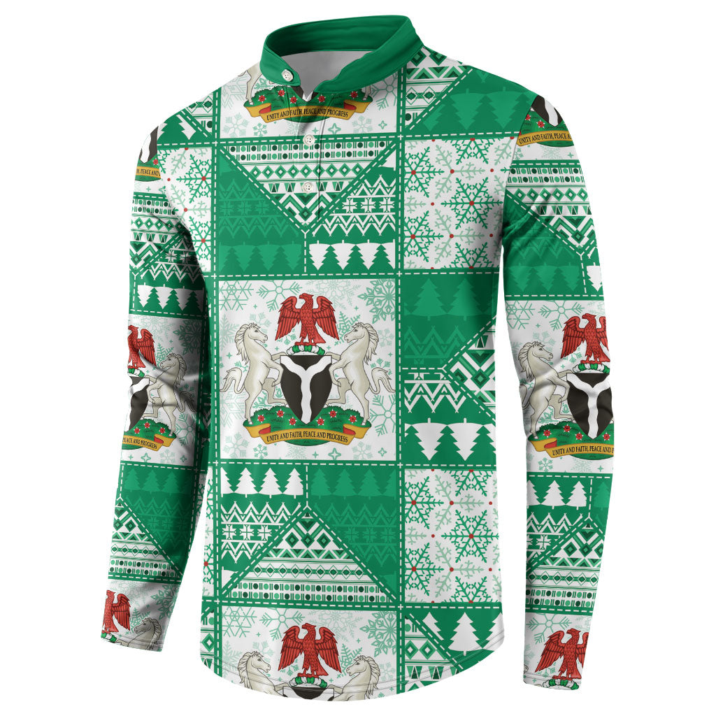 Nigeria Christmas Button Sweatshirt Patchwork Style