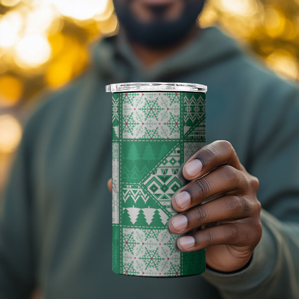 Nigeria Christmas 4 in 1 Can Cooler Tumbler Patchwork Style