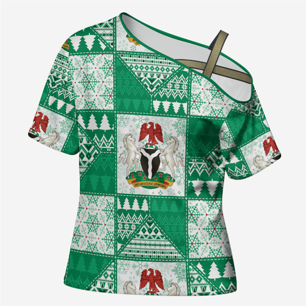 Nigeria Christmas Cross Shoulder Shirt Patchwork Style