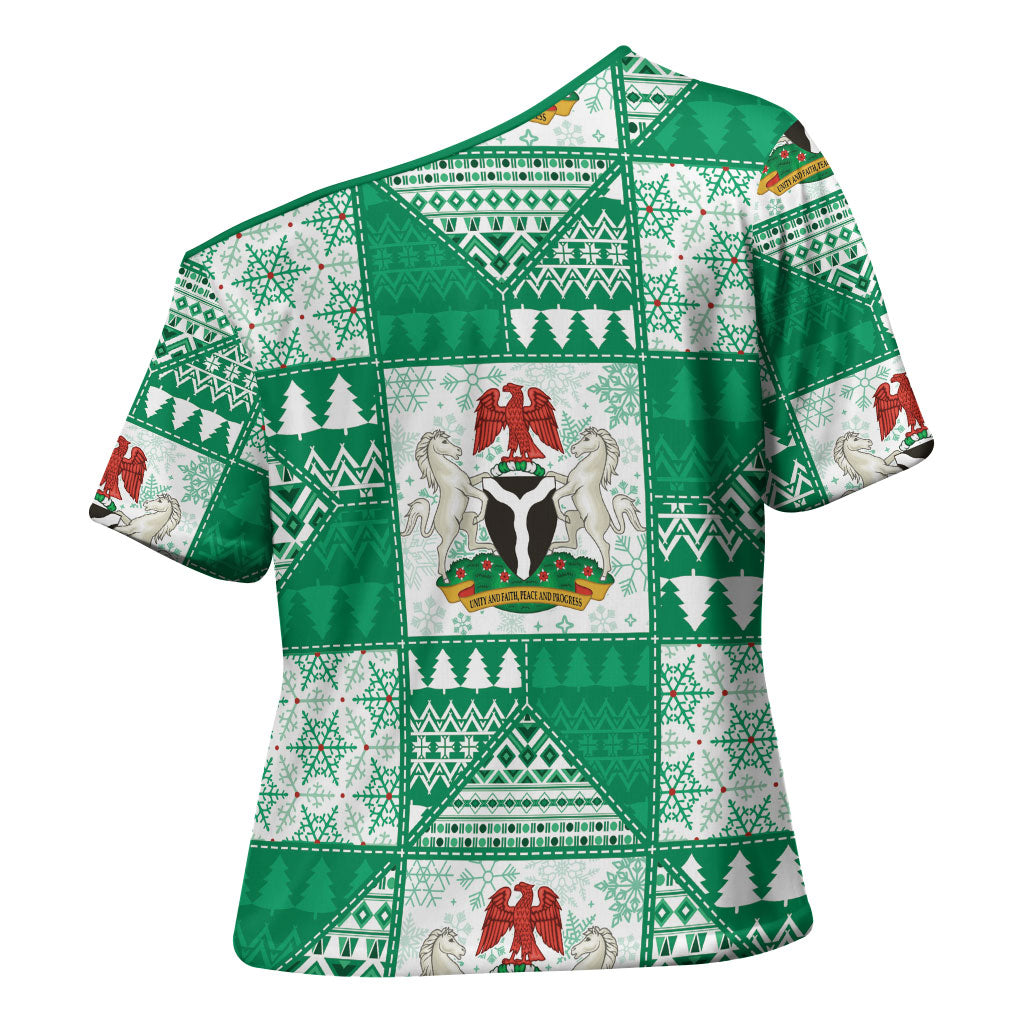 Nigeria Christmas Cross Shoulder Shirt Patchwork Style