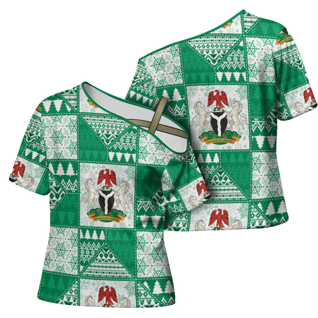 Nigeria Christmas Cross Shoulder Shirt Patchwork Style