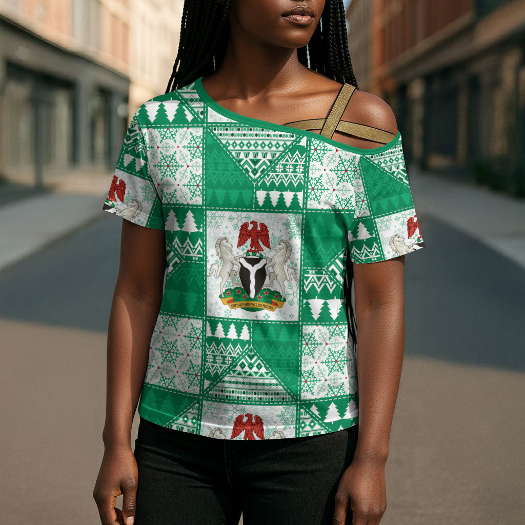 Nigeria Christmas Cross Shoulder Shirt Patchwork Style