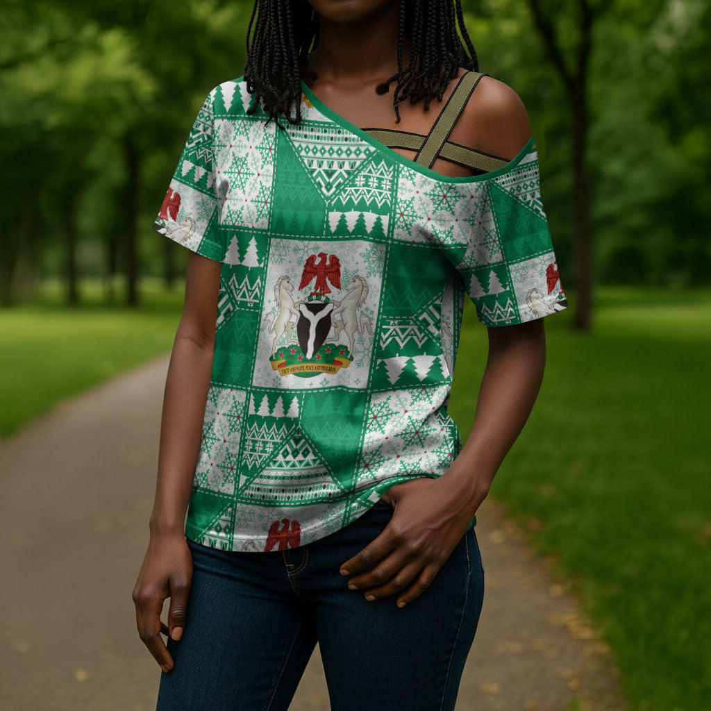 Nigeria Christmas Cross Shoulder Shirt Patchwork Style