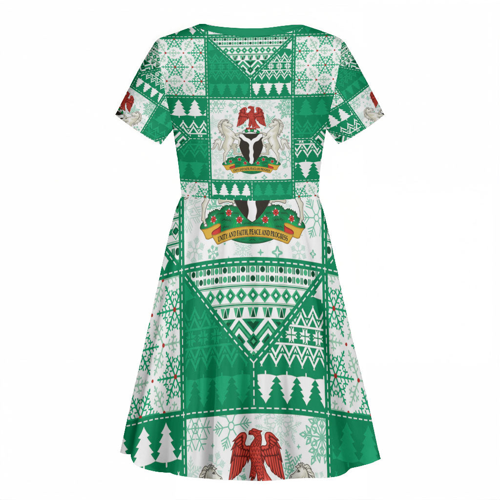Nigeria Christmas Kid Short Sleeve Dress Patchwork Style