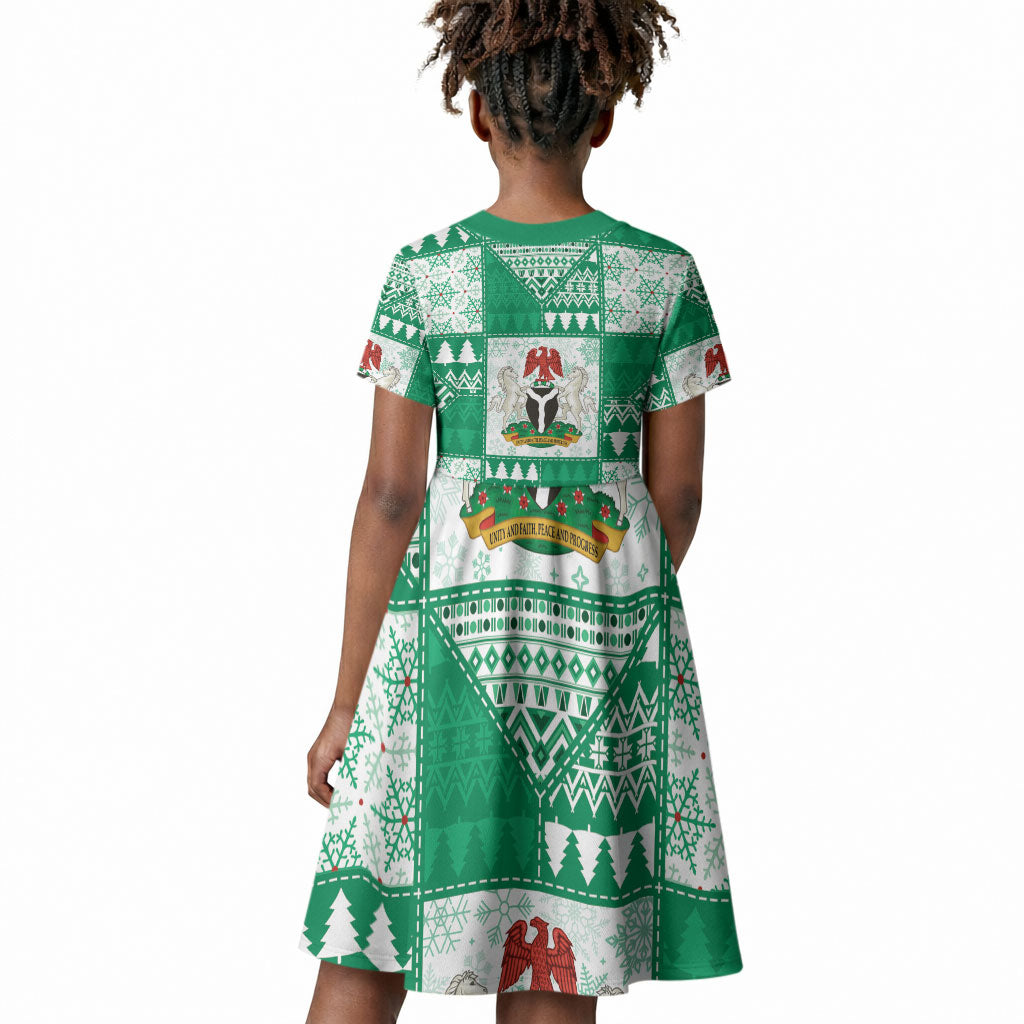 Nigeria Christmas Kid Short Sleeve Dress Patchwork Style