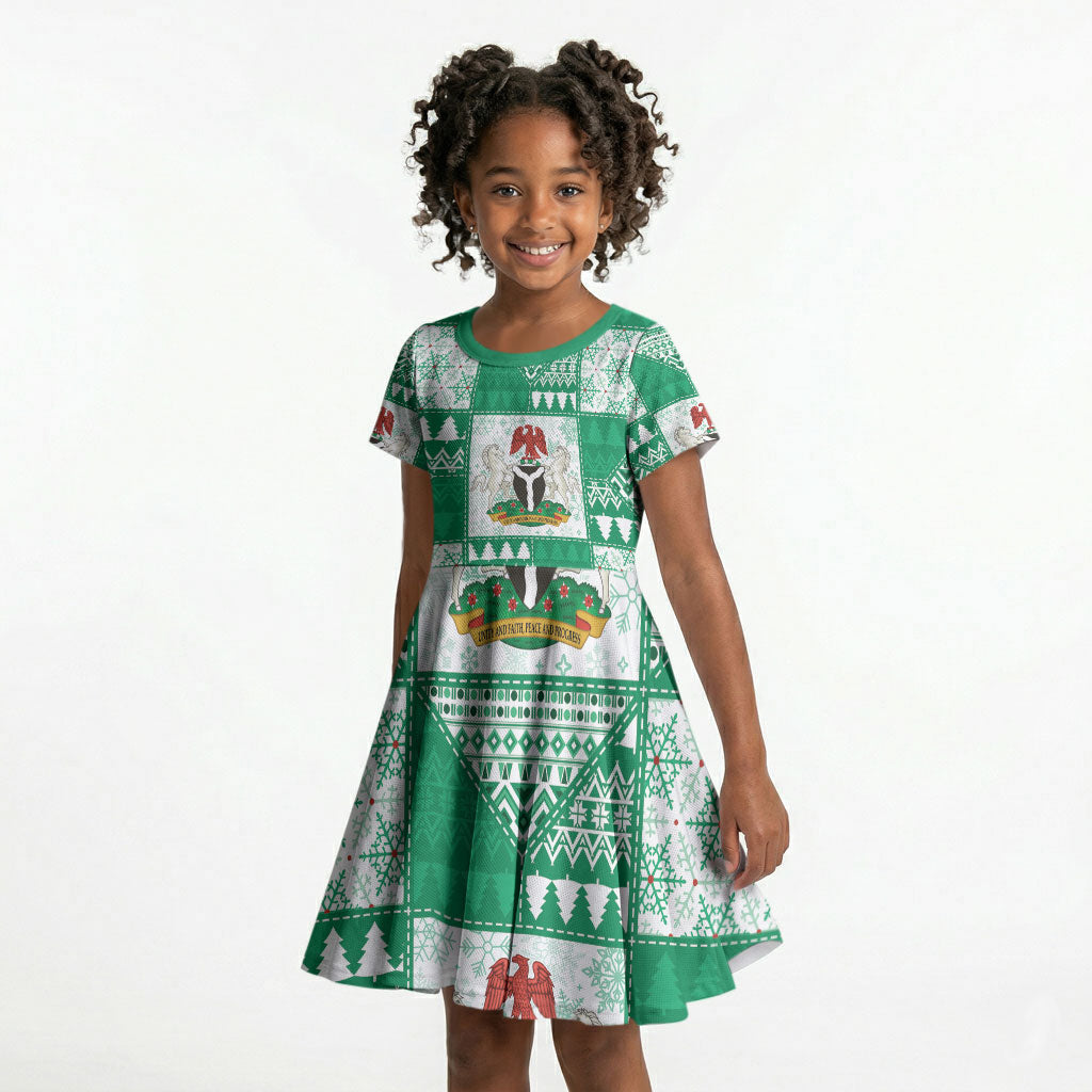 Nigeria Christmas Kid Short Sleeve Dress Patchwork Style