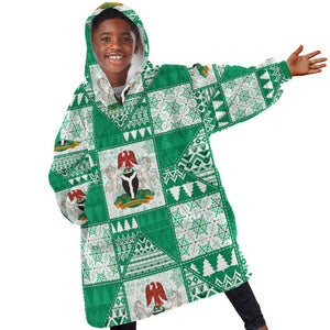 Nigeria Christmas Kid Wearable Blanket Hoodie Patchwork Style