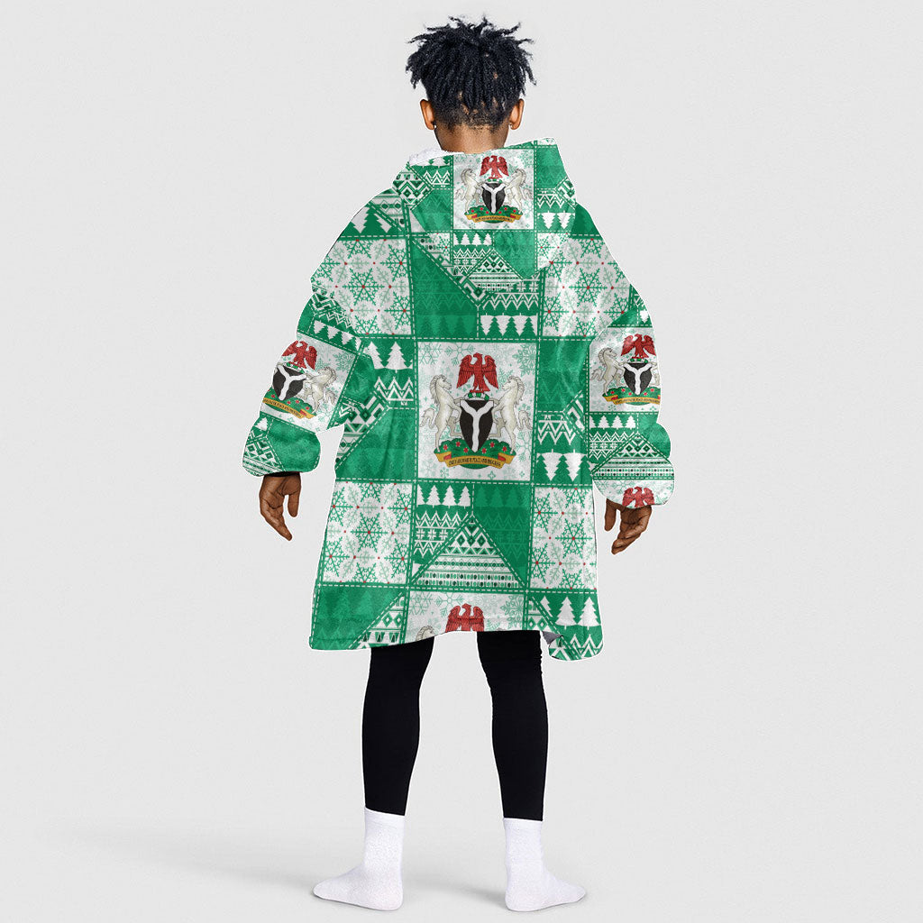 Nigeria Christmas Kid Wearable Blanket Hoodie Patchwork Style