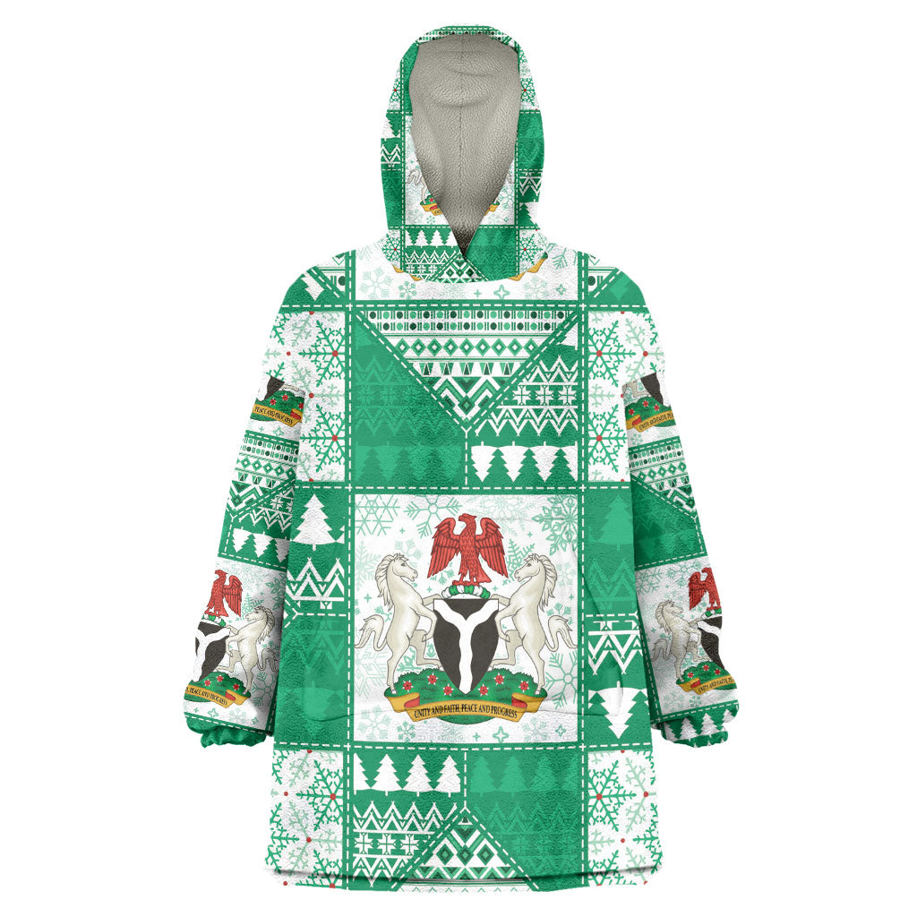 Nigeria Christmas Kid Wearable Blanket Hoodie Patchwork Style