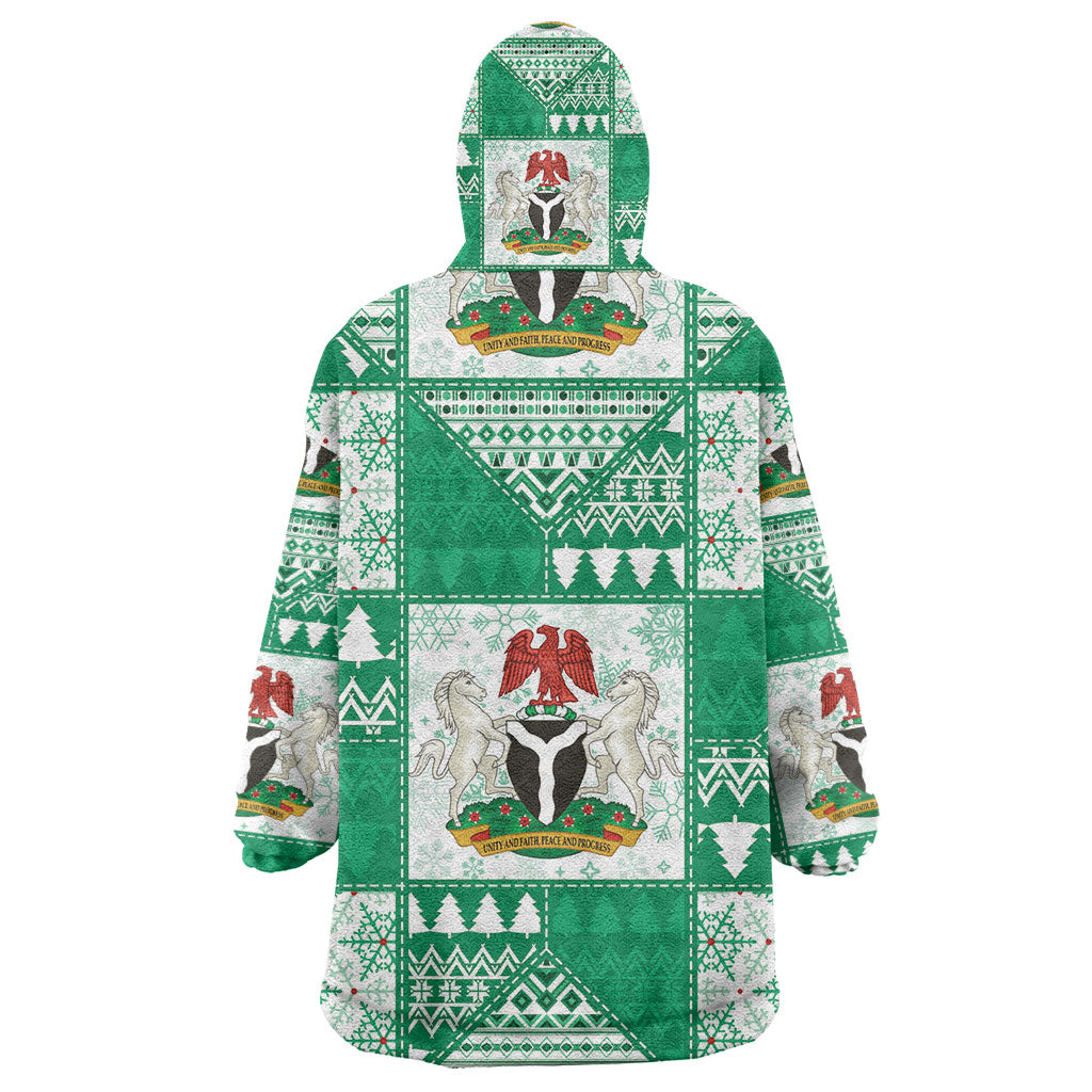 Nigeria Christmas Kid Wearable Blanket Hoodie Patchwork Style