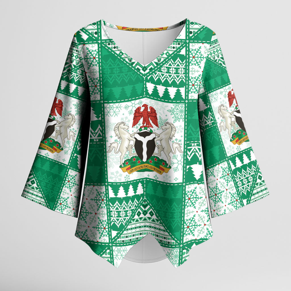 Nigeria Christmas Kimono Sleeve Blouse Patchwork Style